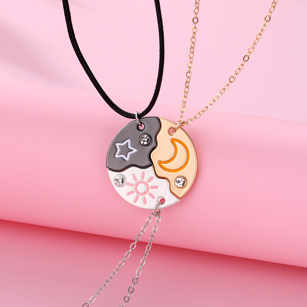 Moon Star Sun Trio Pendant Necklace