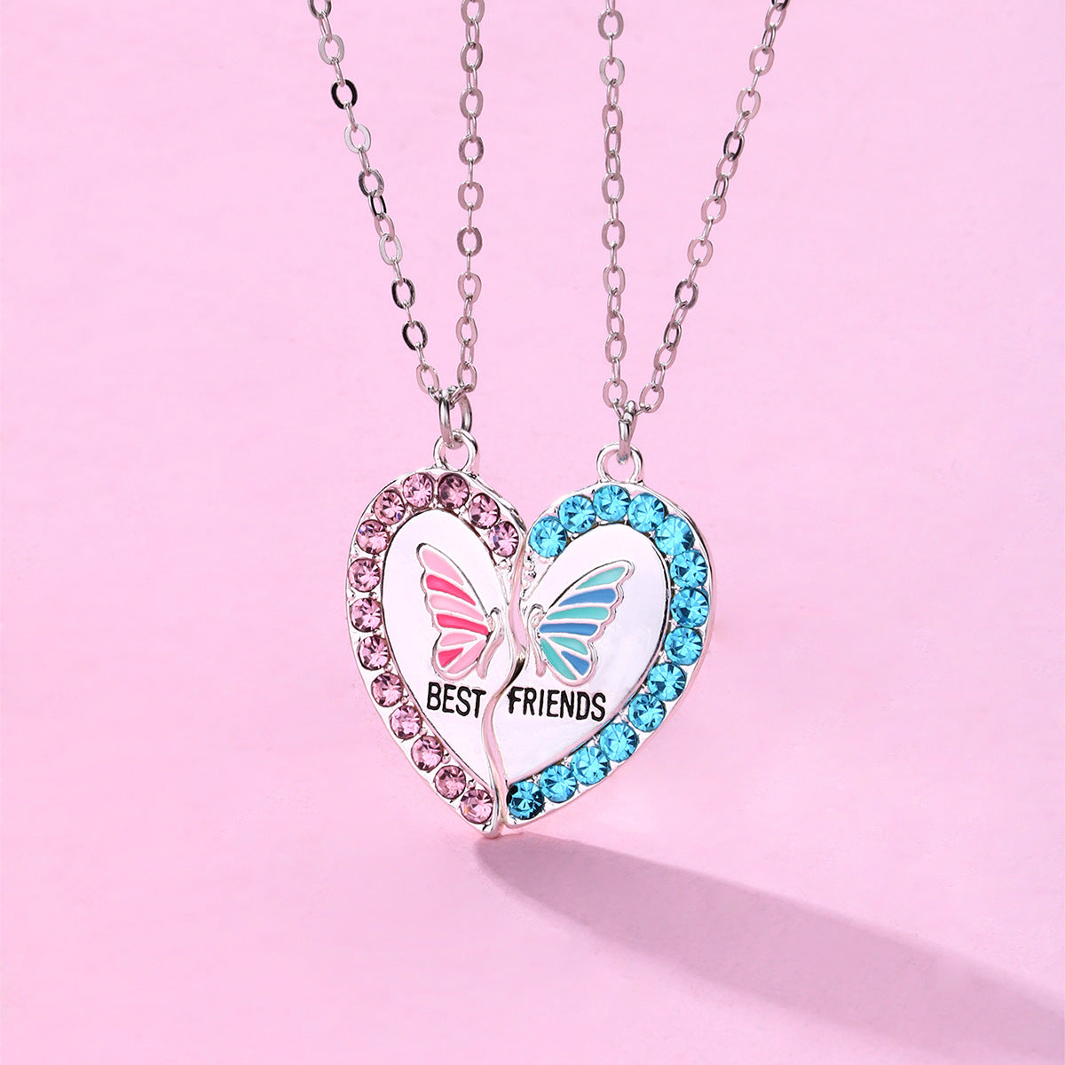 Butterfly Heart Magnetic Split Necklace