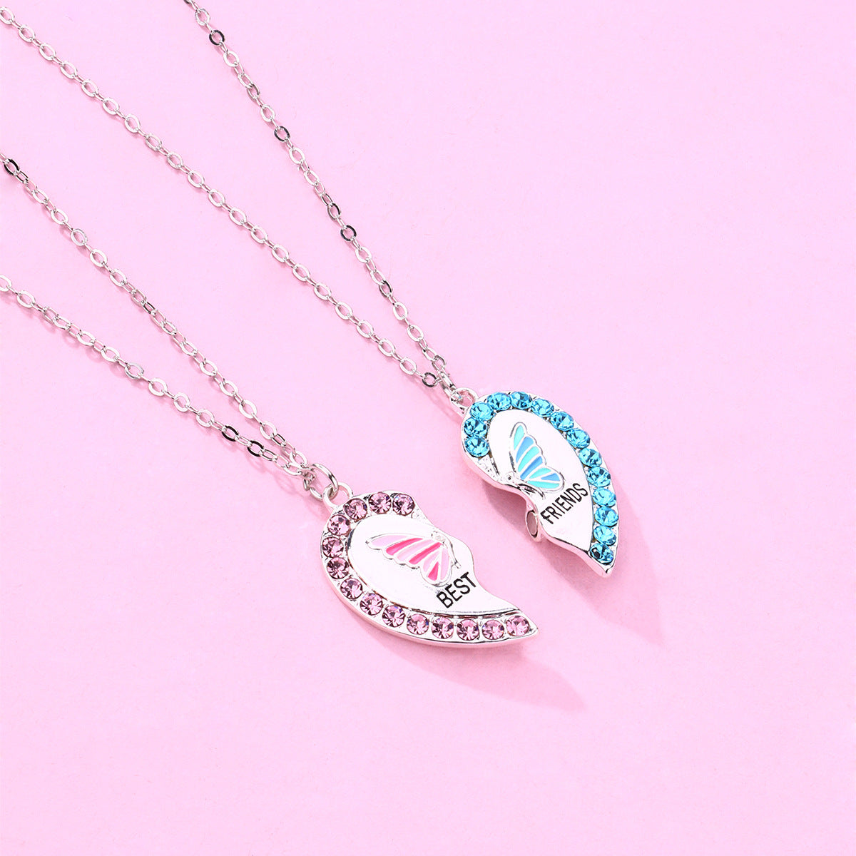Butterfly Heart Magnetic Split Necklace