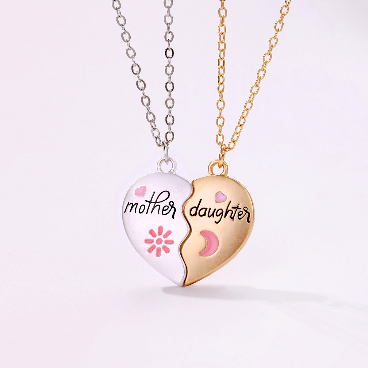 Mother Daughter Puzzle Magnetic Necklace