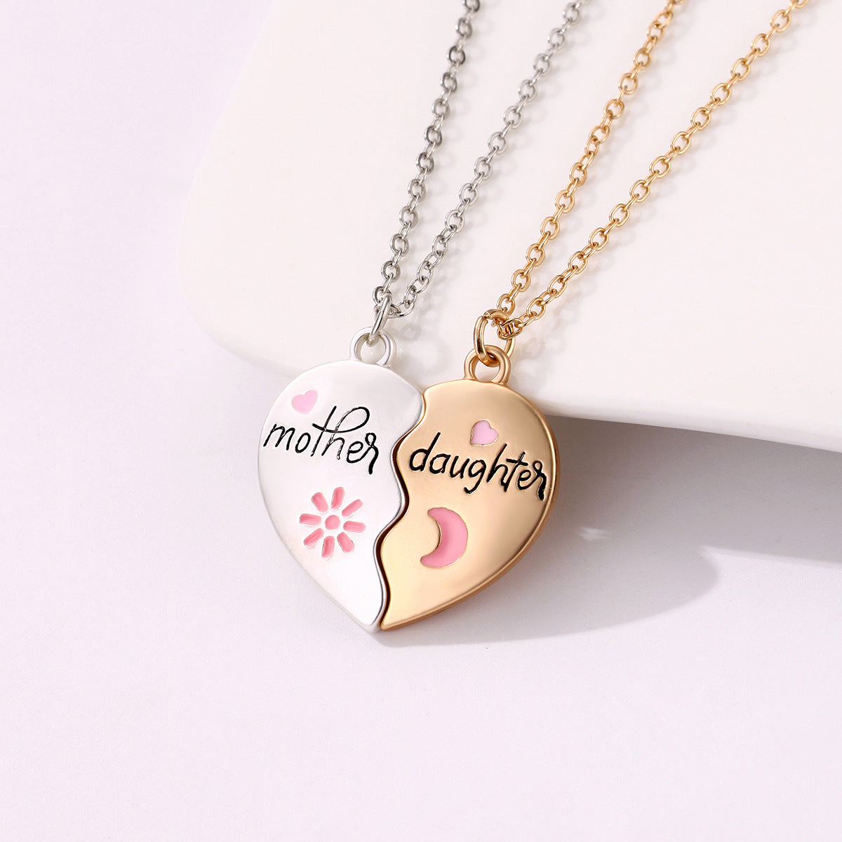 Mother Daughter Puzzle Magnetic Necklace