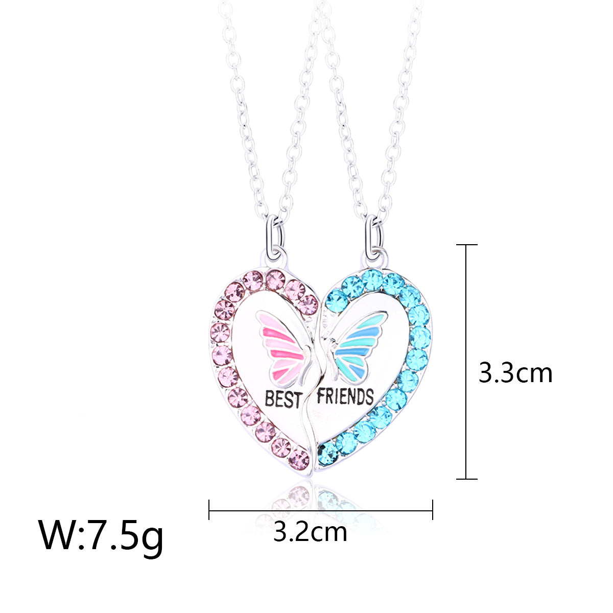 Butterfly Heart Magnetic Split Necklace