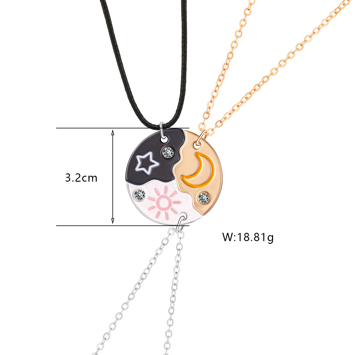Moon Star Sun Trio Pendant Necklace