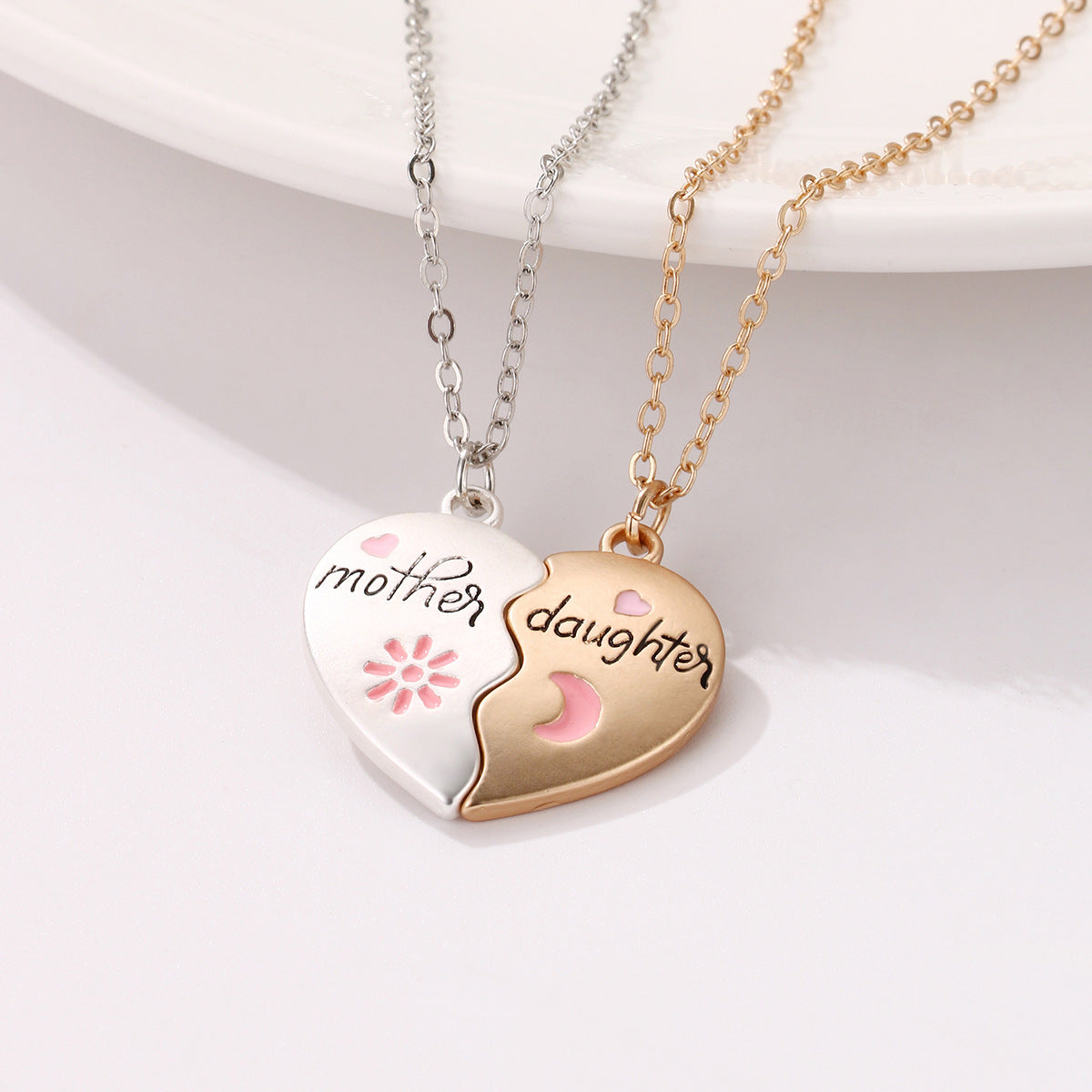 Mother Daughter Puzzle Magnetic Necklace