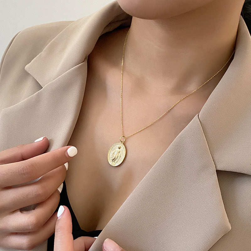 Vintage Portrait Pendant Necklace