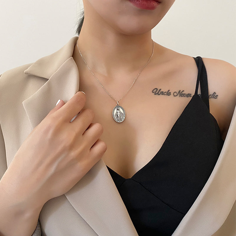 Vintage Portrait Pendant Necklace