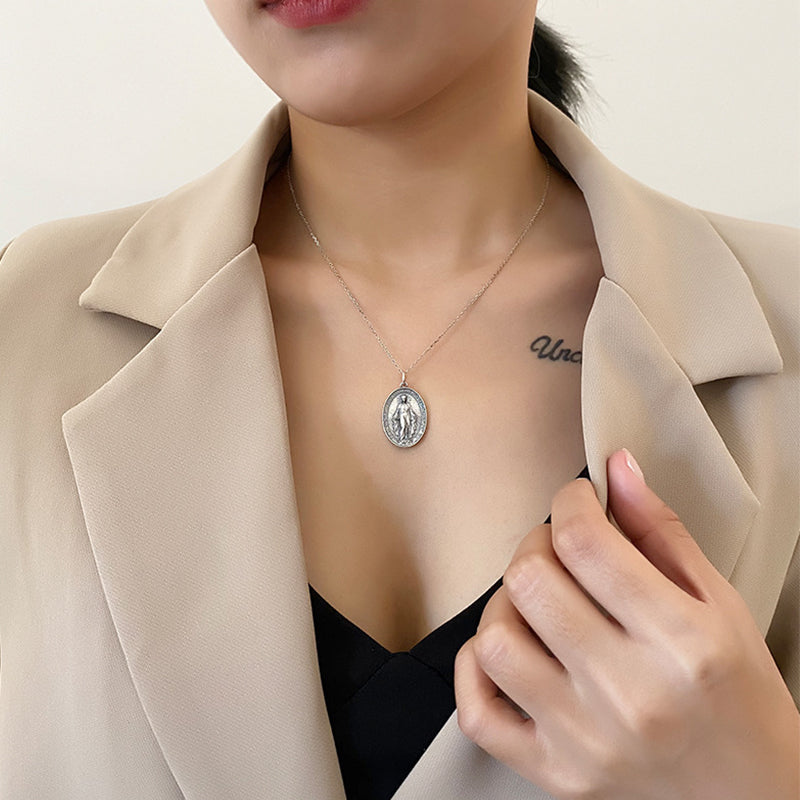 Vintage Portrait Pendant Necklace