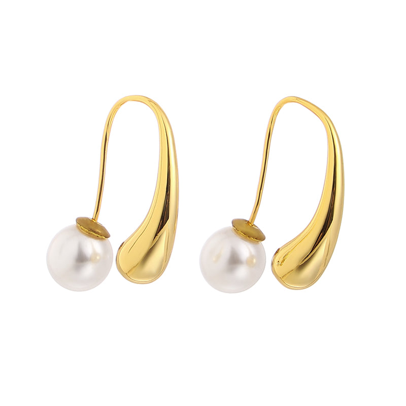These elegant pearl hook earrings from ChicBlingBabe feature a vintage-inspired gold-tone finish, delicately holding a luminous pearl. Perfect for both casual wear and sophisticated occasions, these minimalist French-style dangle earrings add a touch of timeless elegance to any outfit.