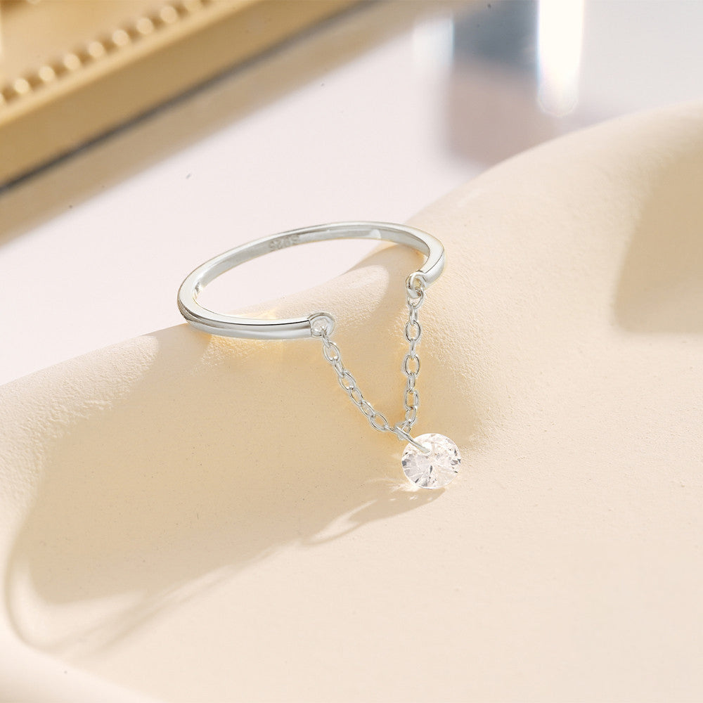 Adjustable Solitaire Chain Ring