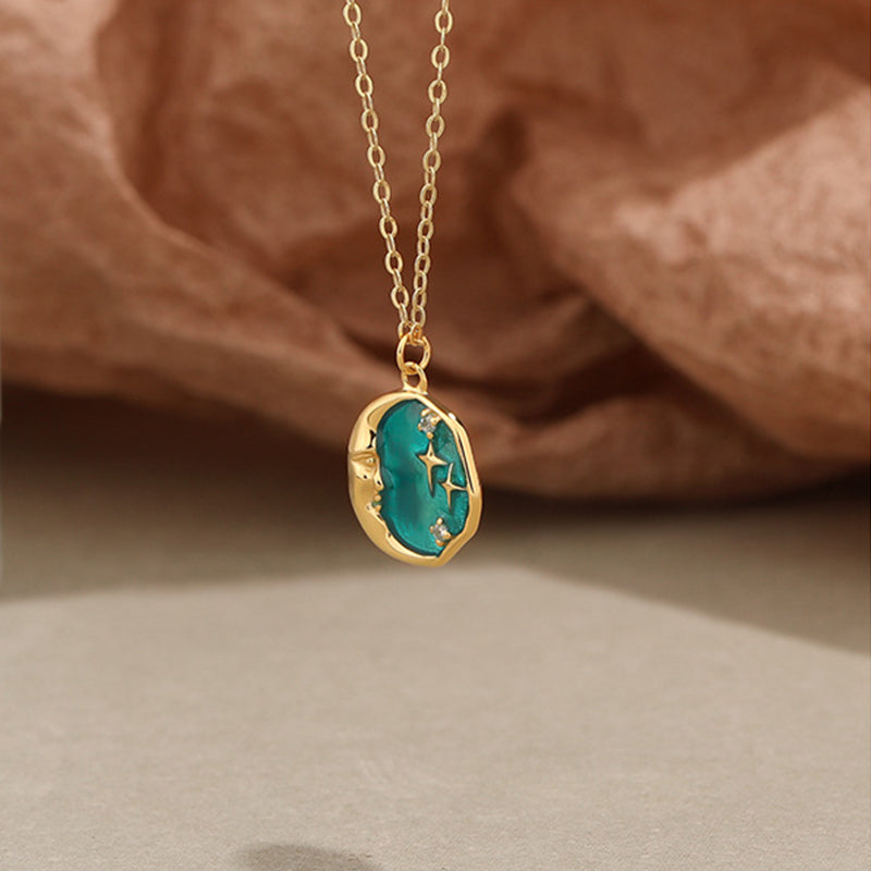 Luxe Star Moon Aqua Necklace