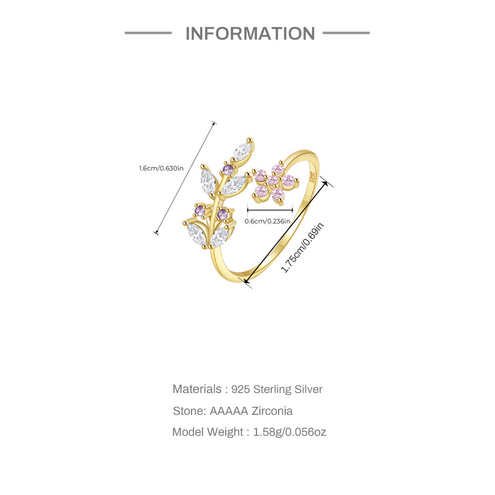 Leaf Floral Open Ring