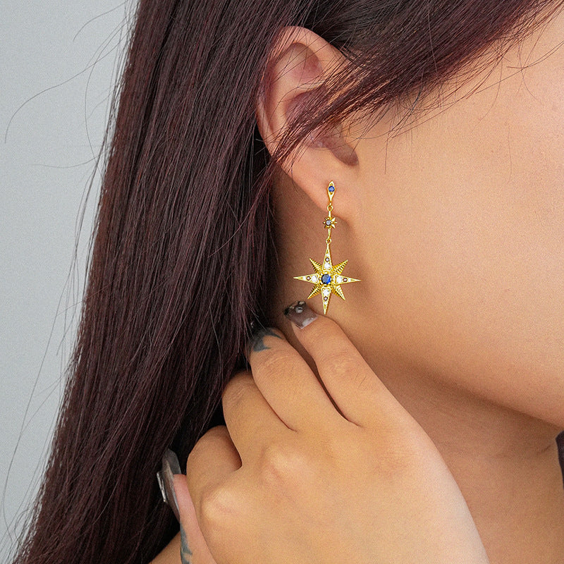 Star Moon Zirconia Earrings