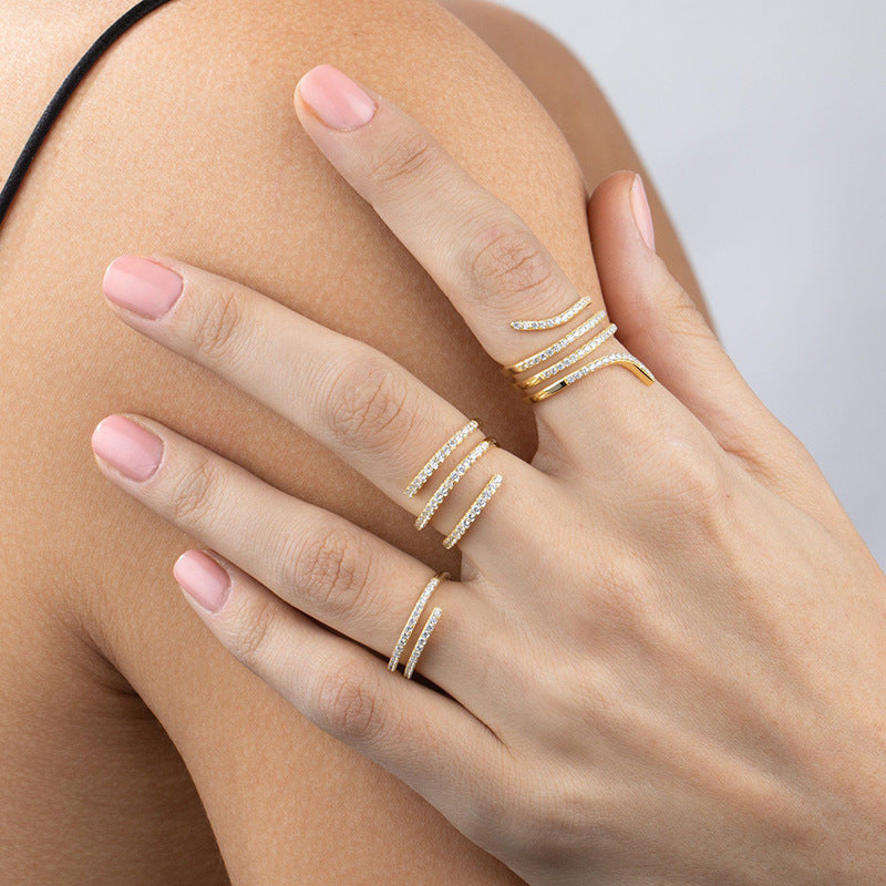 Double Row Zirconia Cuff Ring