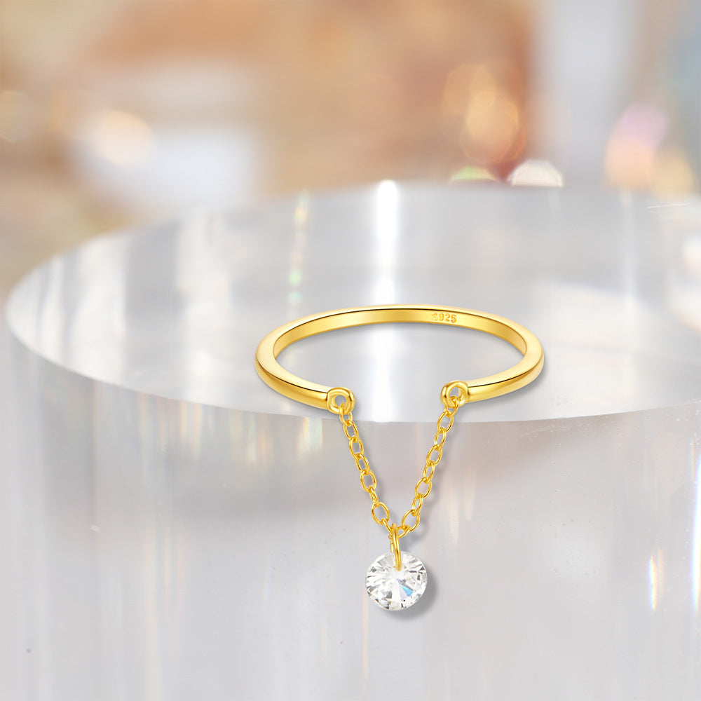 Adjustable Solitaire Chain Ring