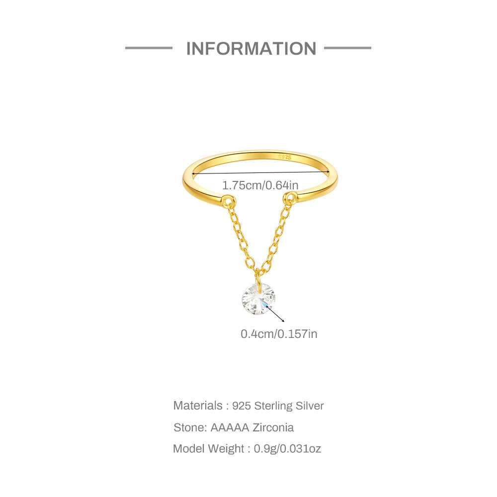 Adjustable Solitaire Chain Ring