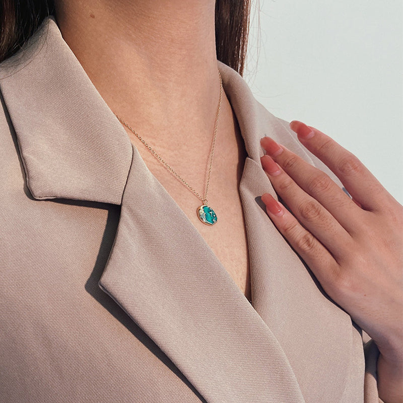 Luxe Star Moon Aqua Necklace