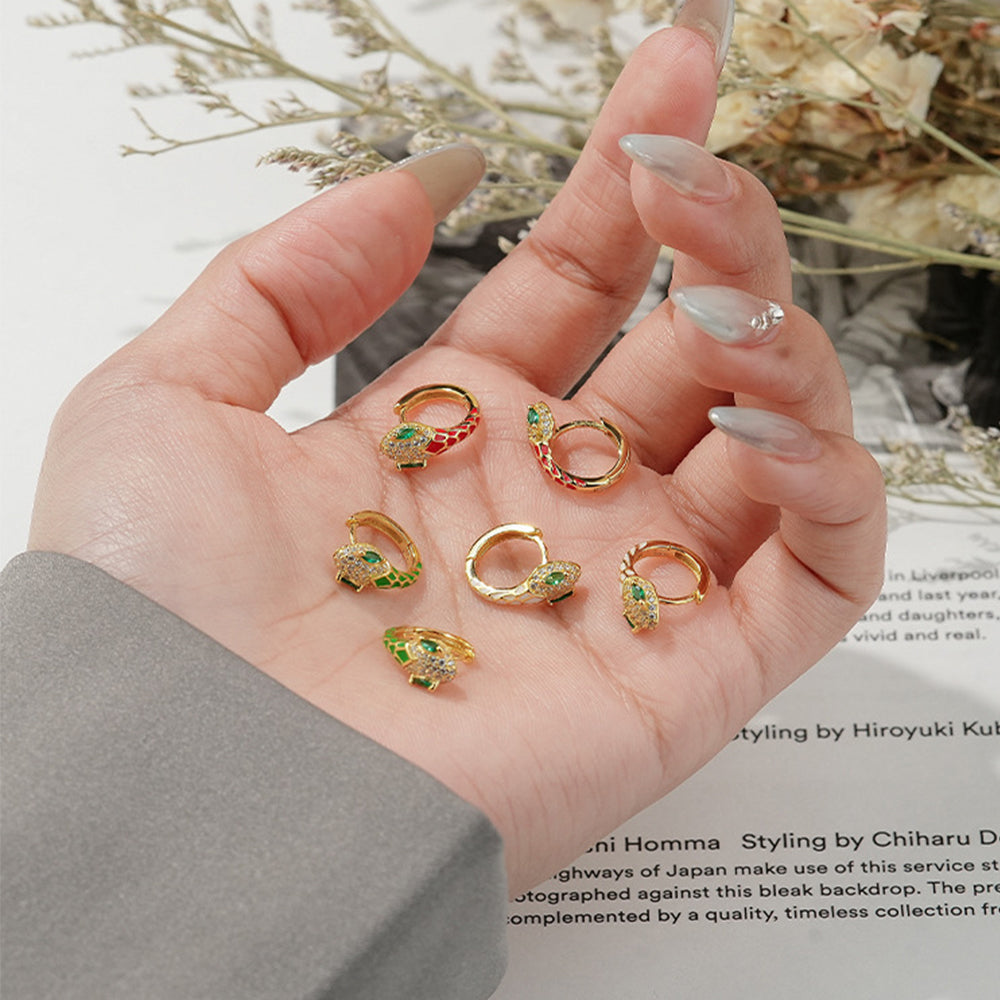 Serpent Rainbow Zirconia Hoops