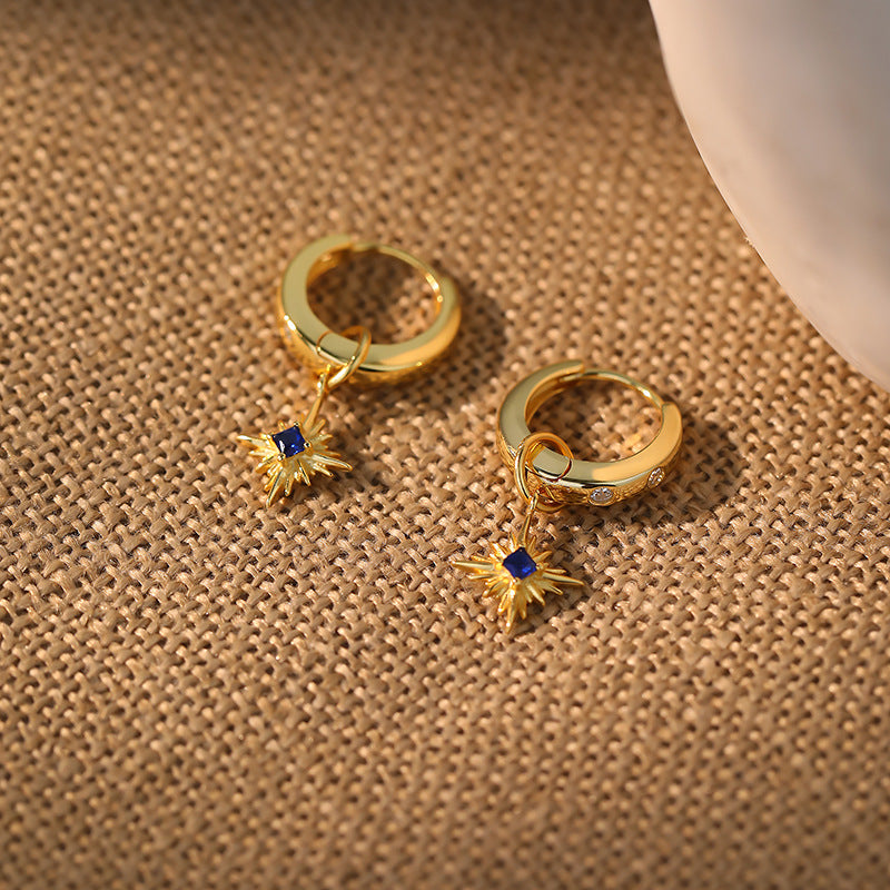 Vintage Blue Star Dangle Earrings