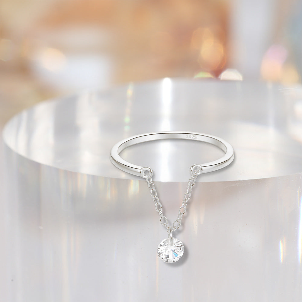 Adjustable Solitaire Chain Ring
