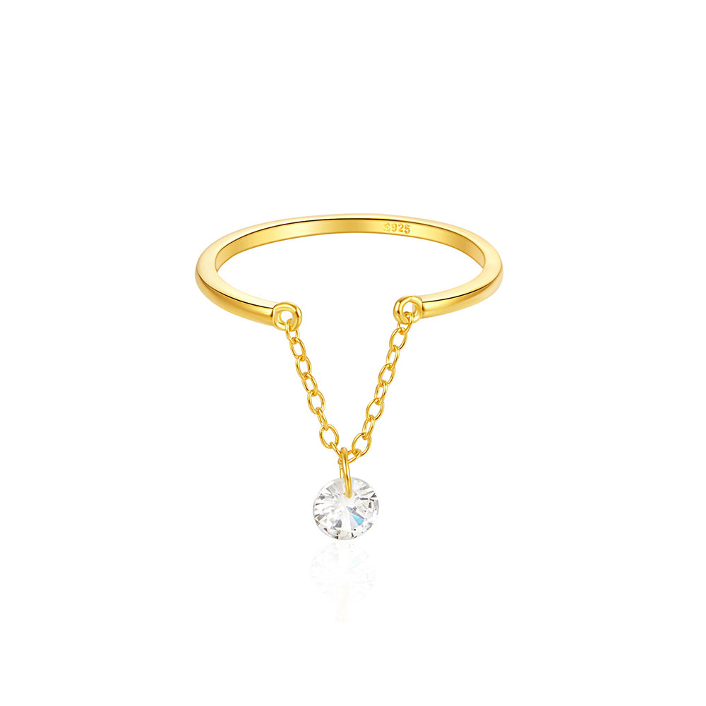 Adjustable Solitaire Chain Ring
