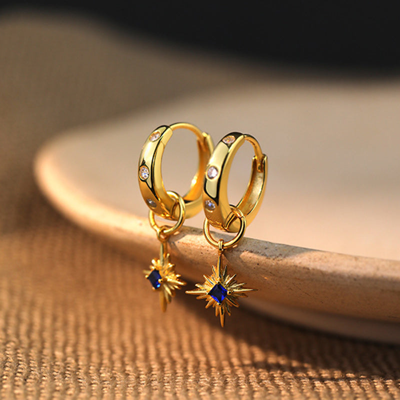 Vintage Blue Star Dangle Earrings