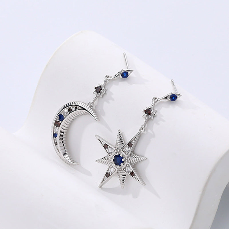 Star Moon Zirconia Earrings