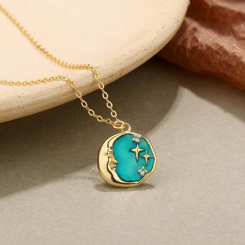 Luxe Star Moon Aqua Necklace