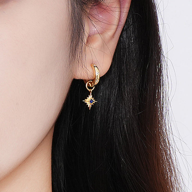 Vintage Blue Star Dangle Earrings