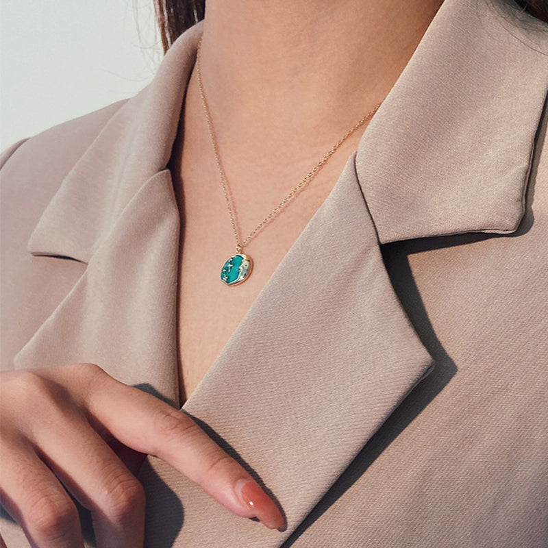 Luxe Star Moon Aqua Necklace