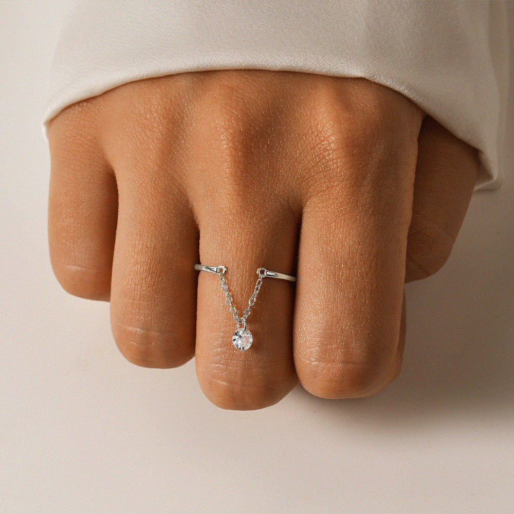 Adjustable Solitaire Chain Ring