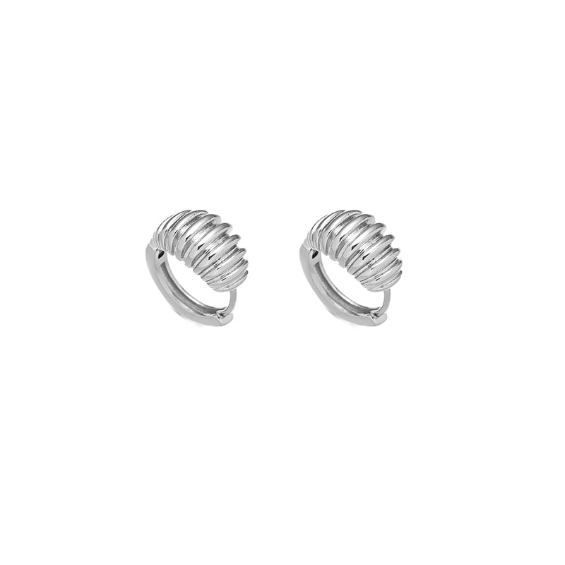 The image displays a pair of gold spiral hoop earrings with a smooth, polished surface and a unique layered design. Suitable for daily wear, office outfits, and elegant evening styles, these earrings add a refined touch to any look.