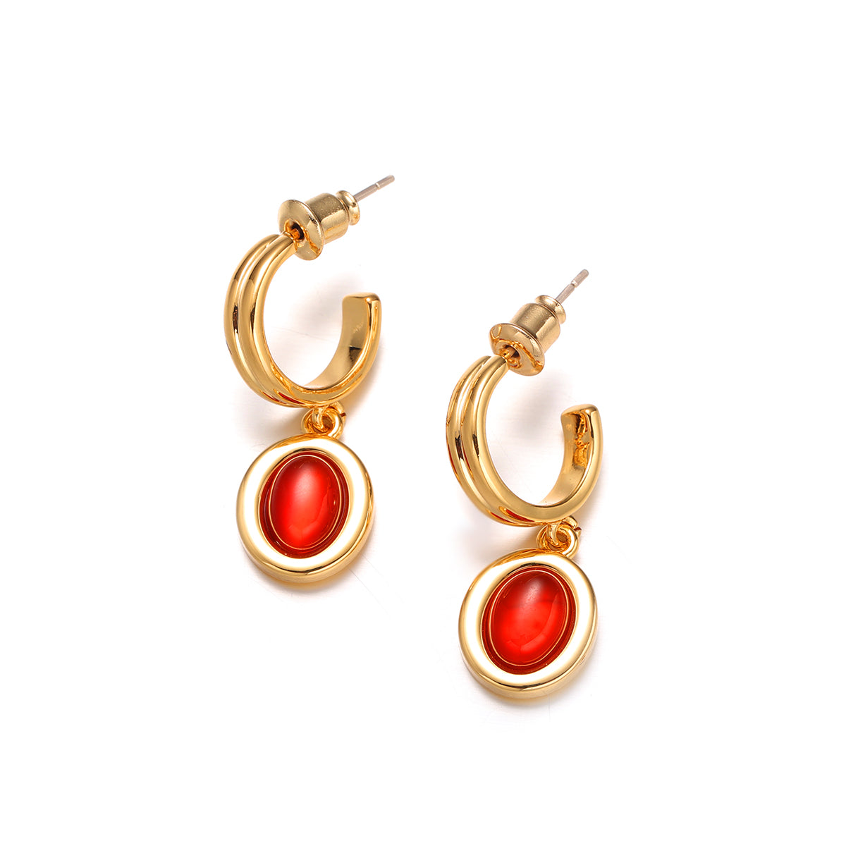 A pair of vintage-style earrings featuring polished agate and tiger eye gemstones, set in a gold-tone finish. These elegant drop earrings add a touch of sophistication and warmth to autumn and winter outfits, making them perfect for formal occasions, dinner parties, or everyday wear.