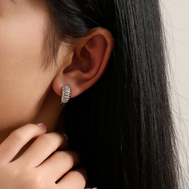 Sleek Spiral Hoop Earrings