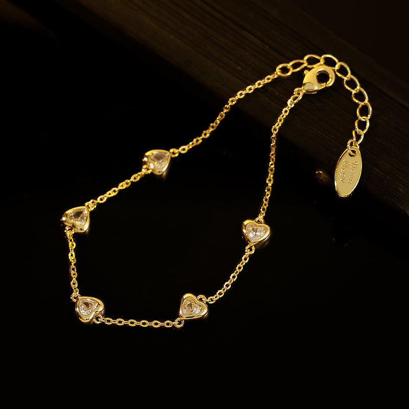 Vintage Heart Zircon Bracelet