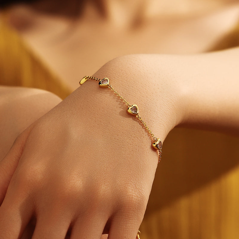 Vintage Heart Zircon Bracelet