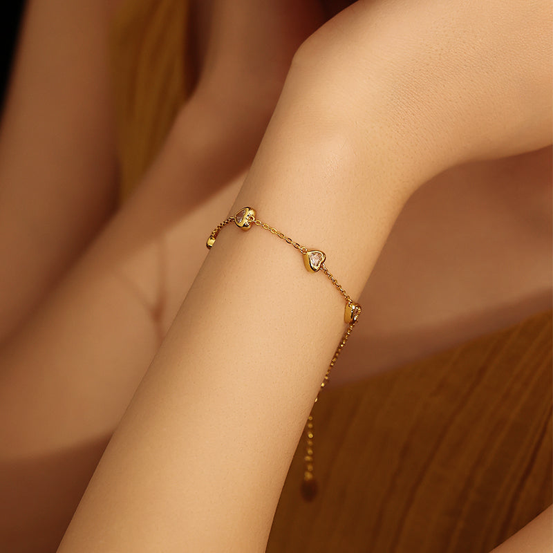 Vintage Heart Zircon Bracelet