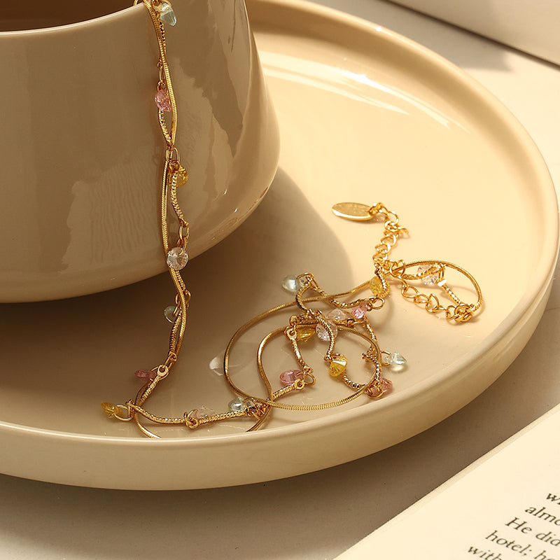 Colorful Zircon Spiral Necklace
