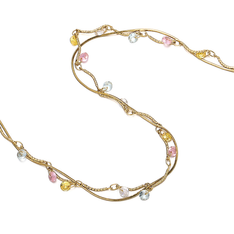 Colorful Zircon Spiral Necklace