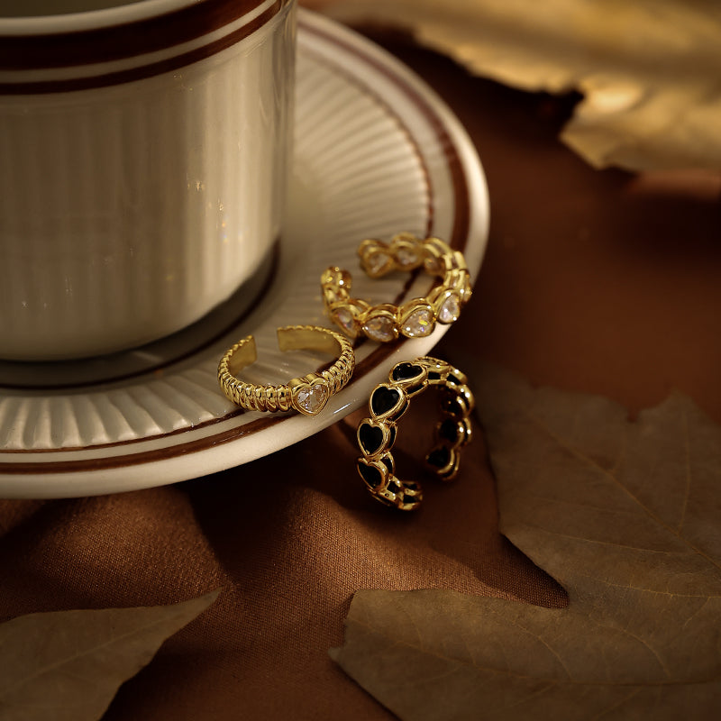 Hollow Heart Shaped Zircon Ring