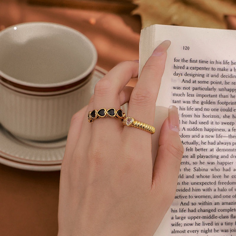 Hollow Heart Shaped Zircon Ring