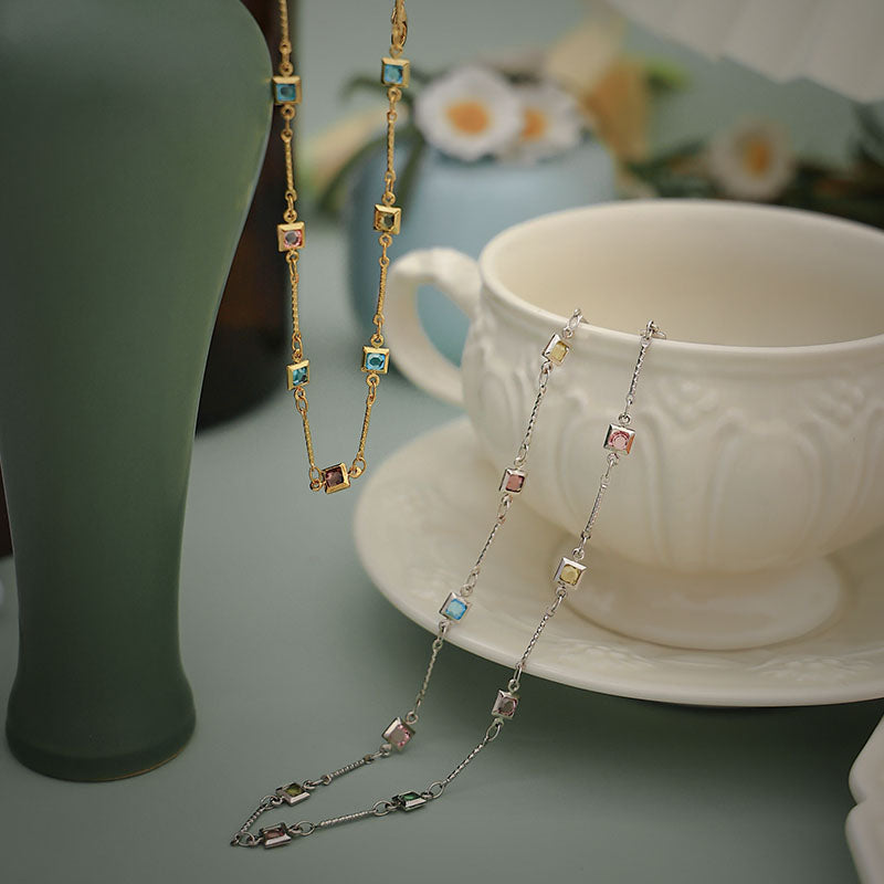 Rainbow Glass Bead Necklace