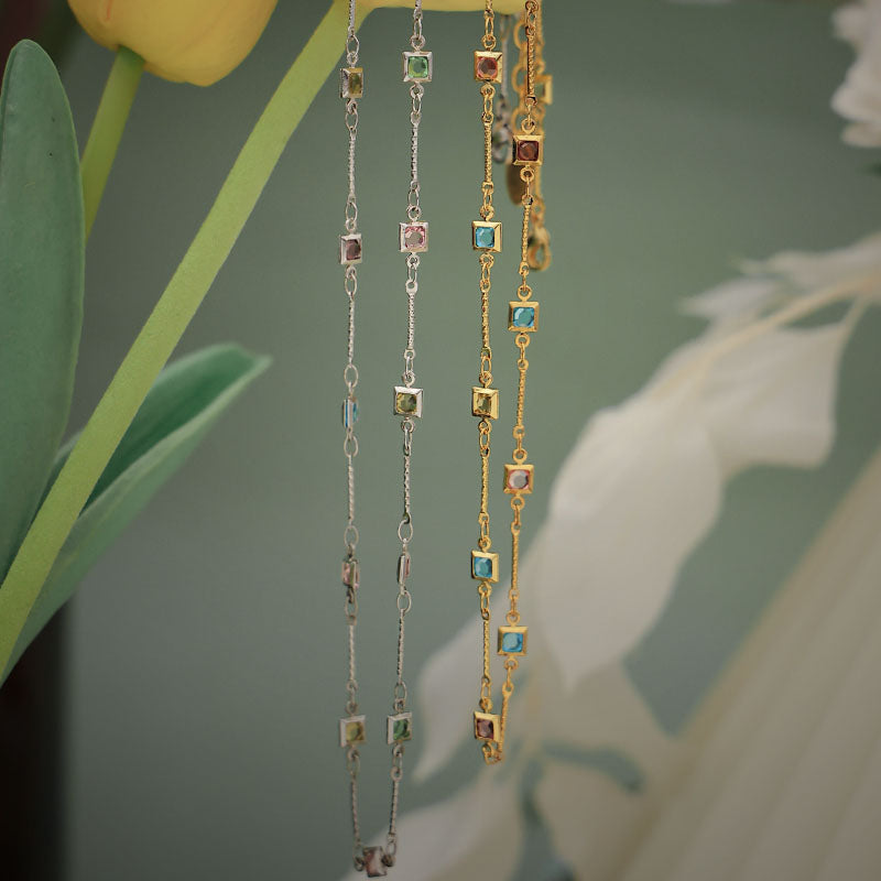 Rainbow Glass Bead Necklace