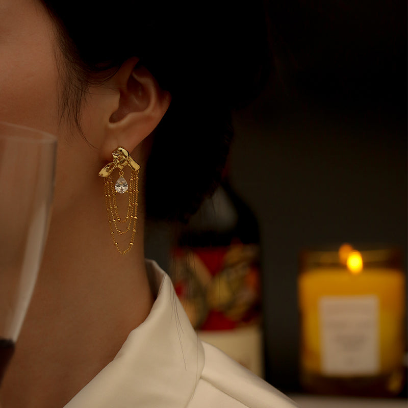 Elegant Teardrop Tassel Earrings