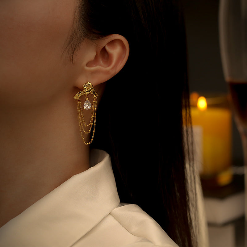 Elegant Teardrop Tassel Earrings