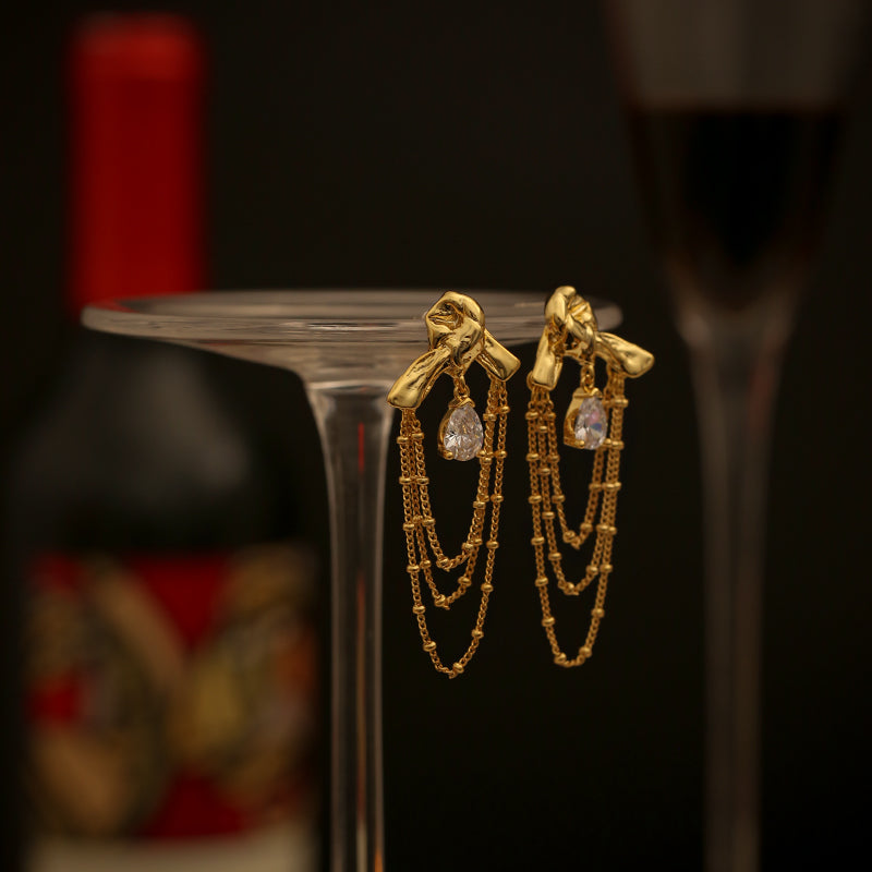 Elegant Teardrop Tassel Earrings