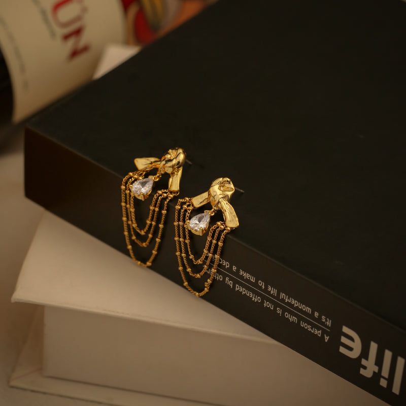 Elegant Teardrop Tassel Earrings