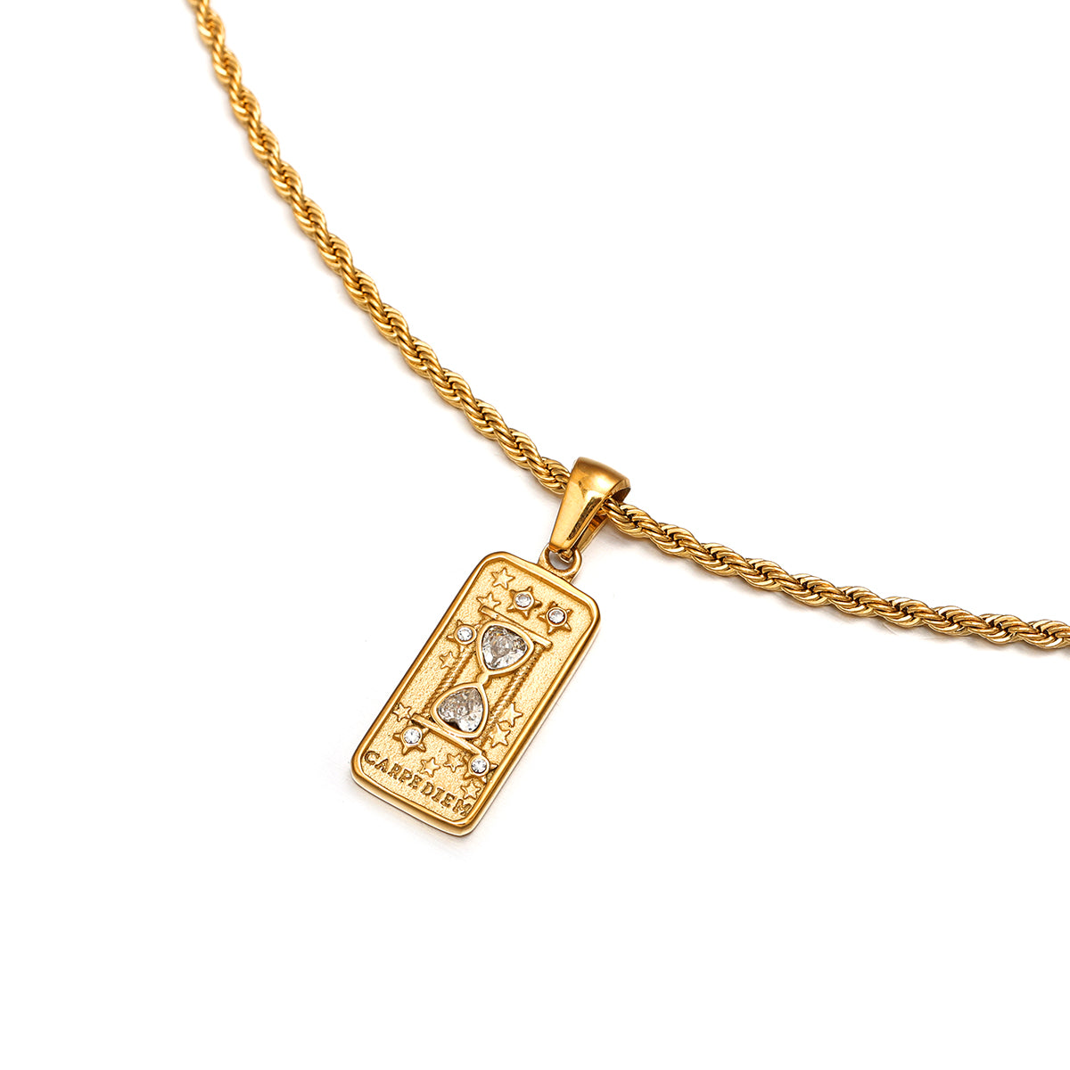 Rectangular Embossed Pattern Necklace
