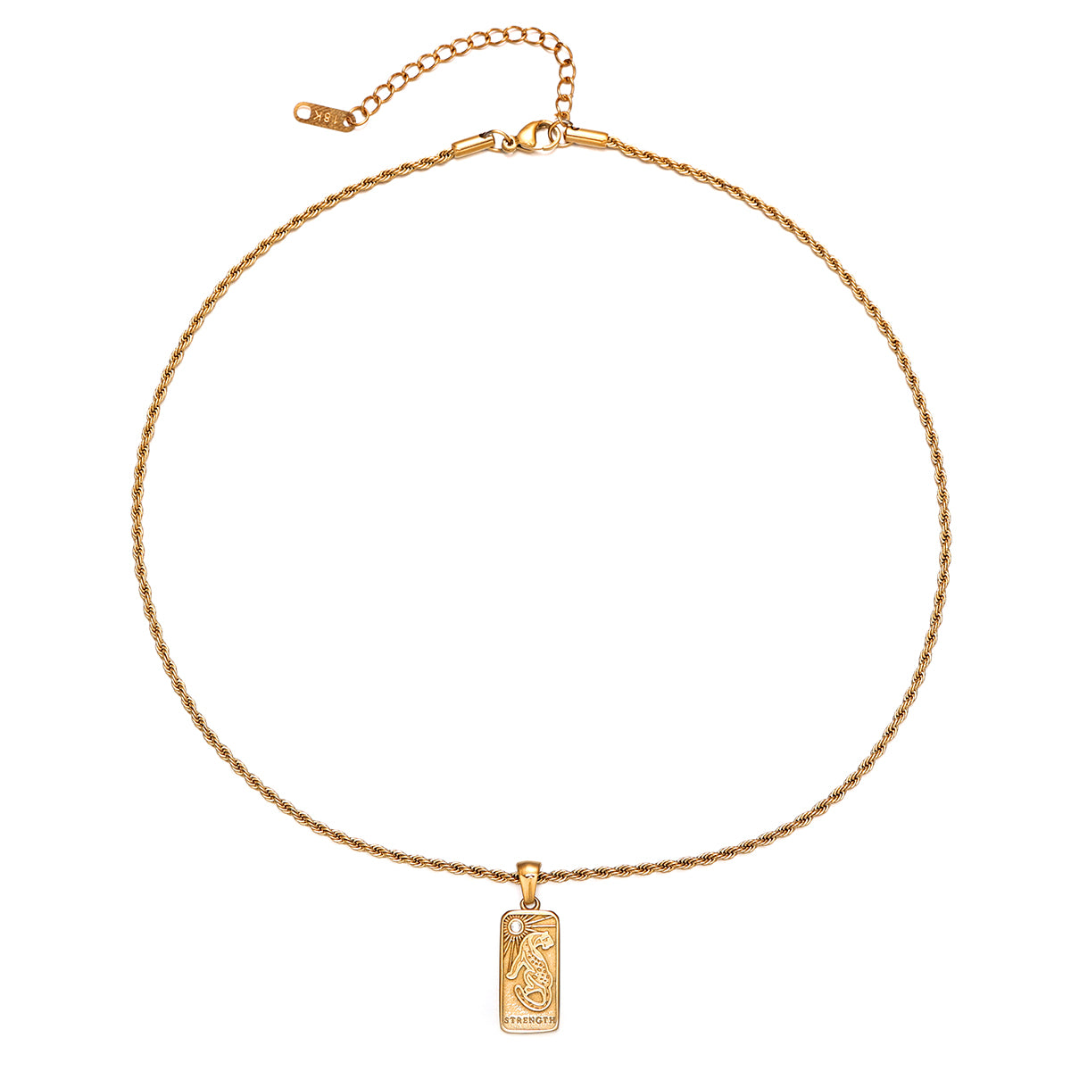 Rectangular Embossed Pattern Necklace