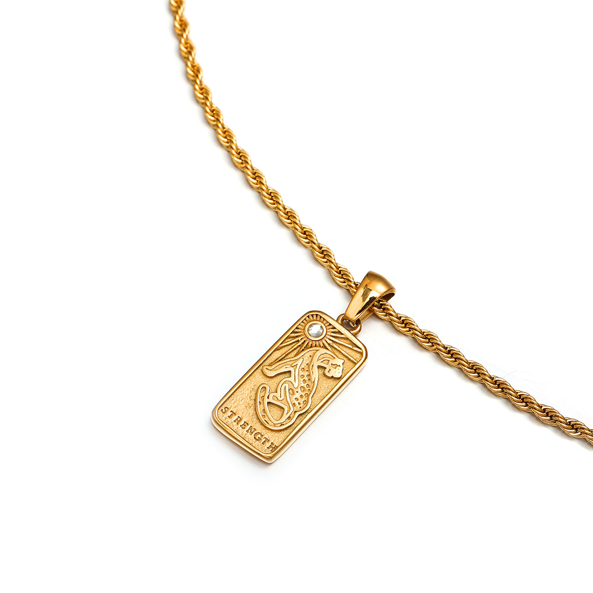Rectangular Embossed Pattern Necklace