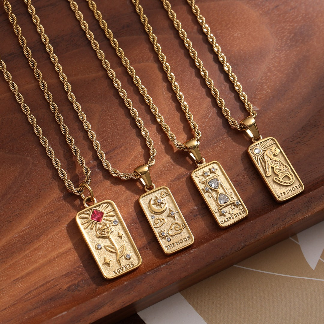 Rectangular Embossed Pattern Necklace